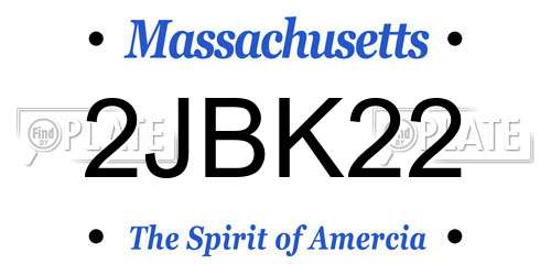2JBK22 Massachusetts License Plate