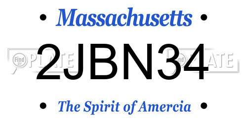 2JBN34 Massachusetts License Plate