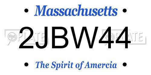 2JBW44 Massachusetts License Plate