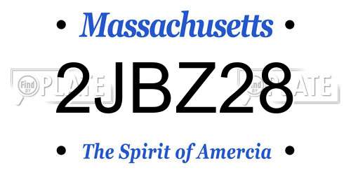 2JBZ28 Massachusetts License Plate
