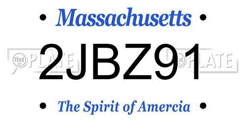 2JBZ91 Massachusetts License Plate