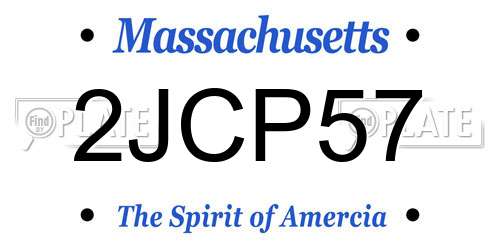 2JCP57 Massachusetts License Plate