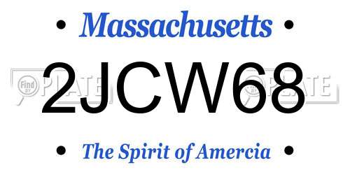 2JCW68 Massachusetts License Plate