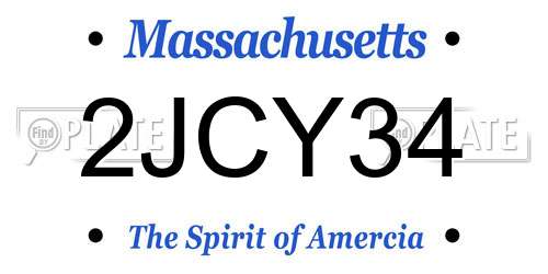 2JCY34 Massachusetts License Plate