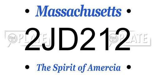 2JD212 Massachusetts License Plate