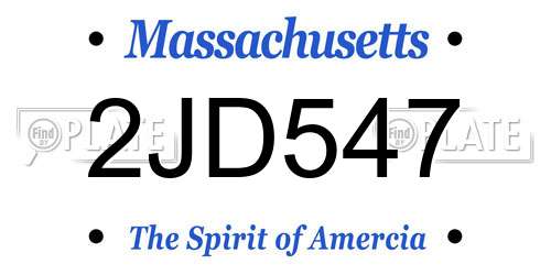 2JD547 Massachusetts License Plate