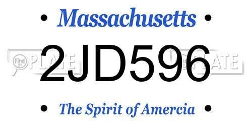 2JD596 Massachusetts License Plate