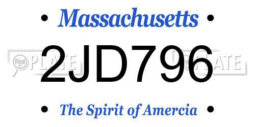 2JD796 Massachusetts License Plate