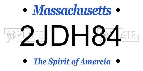 2JDH84 Massachusetts License Plate