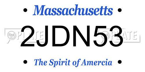 2JDN53 Massachusetts License Plate