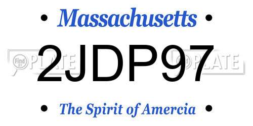 2JDP97 Massachusetts License Plate