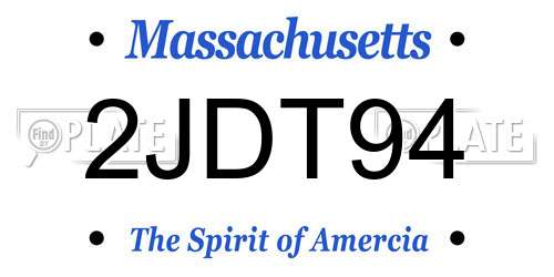 2JDT94 Massachusetts License Plate