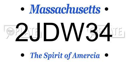 2JDW34 Massachusetts License Plate