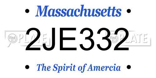 2JE332 Massachusetts License Plate