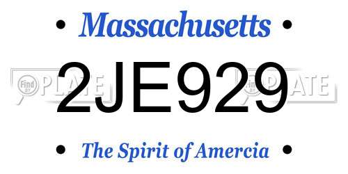 2JE929 Massachusetts License Plate