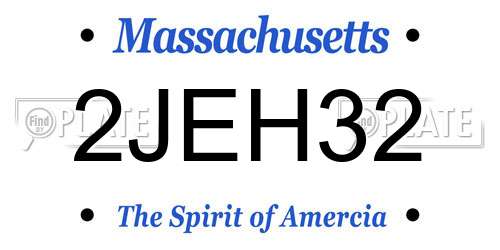 2JEH32 Massachusetts License Plate