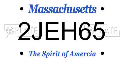 2JEH65 Massachusetts License Plate