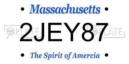 2JEY87 Massachusetts License Plate