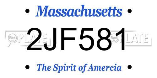 2JF581 Massachusetts License Plate