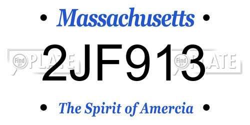 2JF913 Massachusetts License Plate