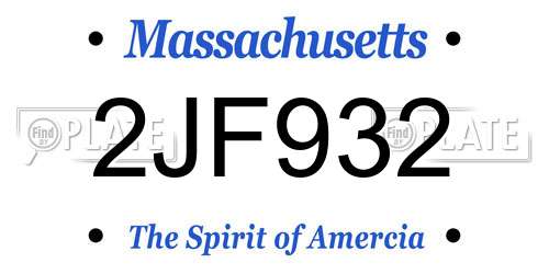 2JF932 Massachusetts License Plate