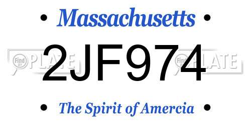 2JF974 Massachusetts License Plate
