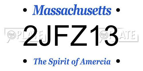 2JFZ13 Massachusetts License Plate