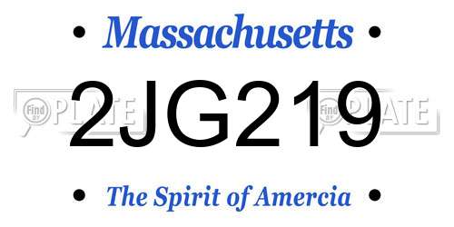 2JG219 Massachusetts License Plate
