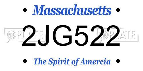 2JG522 Massachusetts License Plate