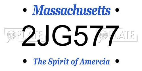 2JG577 Massachusetts License Plate