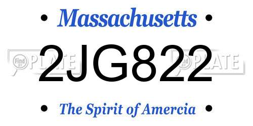 2JG822 Massachusetts License Plate
