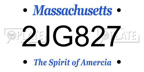 2JG827 Massachusetts License Plate