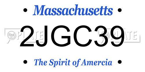 2JGC39 Massachusetts License Plate