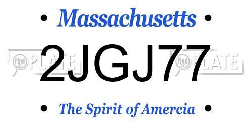 2JGJ77 Massachusetts License Plate