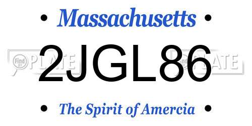 2JGL86 Massachusetts License Plate