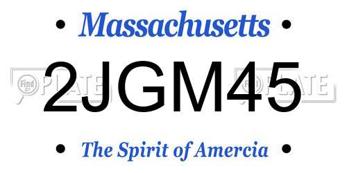 2JGM45 Massachusetts License Plate