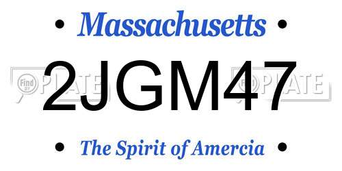 2JGM47 Massachusetts License Plate