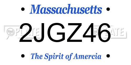 2JGZ46 Massachusetts License Plate