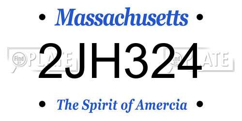 2JH324 Massachusetts License Plate