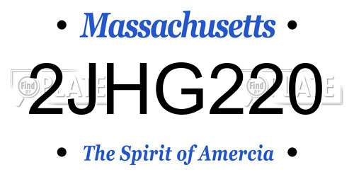2JHG220 Massachusetts License Plate