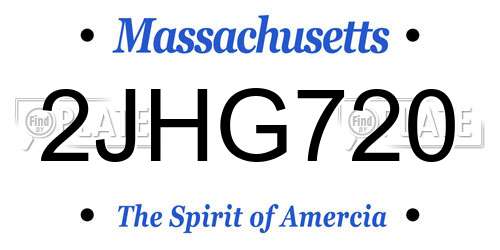 2JHG720 Massachusetts License Plate