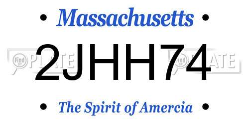 2JHH74 Massachusetts License Plate
