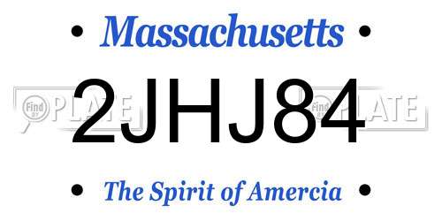 2JHJ84 Massachusetts License Plate