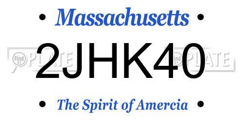 2JHK40 Massachusetts License Plate