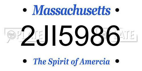 2JI5986 Massachusetts License Plate