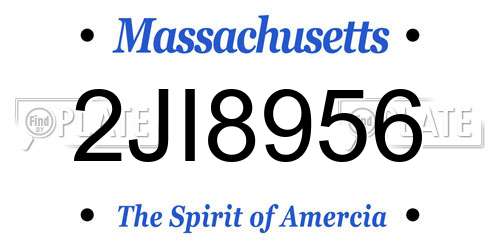 2JI8956 Massachusetts License Plate