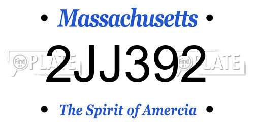 2JJ392 Massachusetts License Plate