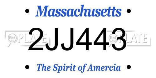 2JJ443 Massachusetts License Plate