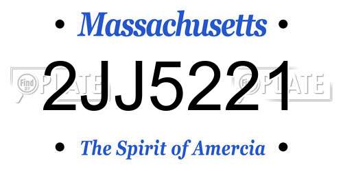 2JJ5221 Massachusetts License Plate