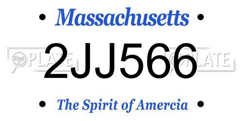 2JJ566 Massachusetts License Plate